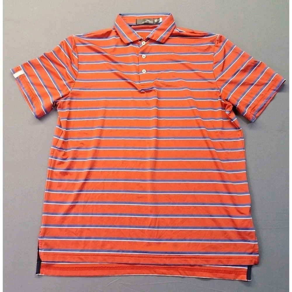RLX‎ Ralph Lauren Polo Mens Large Red White Blue Striped Golf Preppy County Club